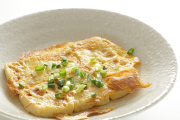 Chinese food, egg and Tofu pan fried