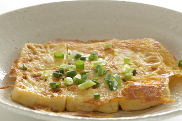 Chinese food, egg and Tofu pan fried