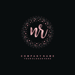 NR Beauty vector initial logo, handwriting logo of initial signature, wedding, fashion, jewerly, boutique, floral and botanical with creative template for any company or business