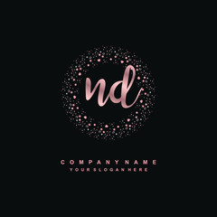 ND Beauty vector initial logo, handwriting logo of initial signature, wedding, fashion, jewerly, boutique, floral and botanical with creative template for any company or business