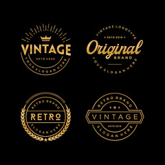 Set of Gold Retro badges, labels, and logos for Vintage Brand