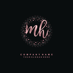 MH Beauty vector initial logo, handwriting logo of initial signature, wedding, fashion, jewerly, boutique, floral and botanical with creative template for any company or business