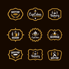 Set of vintage retro bakery logo badges and labels vector template