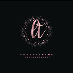 LT Beauty vector initial logo, handwriting logo of initial signature, wedding, fashion, jewerly, boutique, floral and botanical with creative template for any company or business