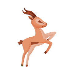 African Gazelle in Jumping Pose Stylized Drawing Vector Illustration