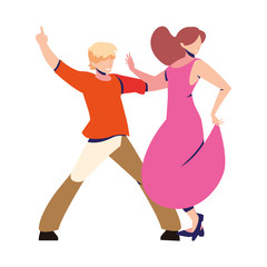 couple of people in pose of dancing on white background