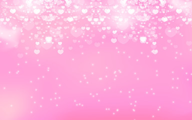 Holographic background with hearts and clouds.