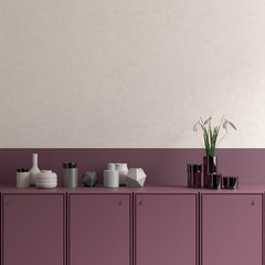 Empty wall mock up in Scandinavian style interior with modern furnitures. Minimalist interior design. 3D illustration.