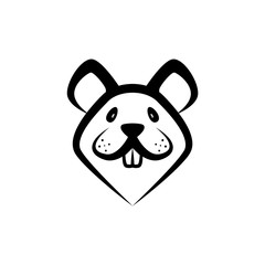Funny Rat Muzzle icon, Front View. Vector Linear Mouse Face as a Symbol of Chinese New Year.