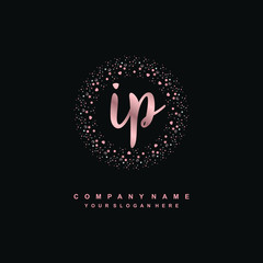 IP Beauty vector initial logo, handwriting logo of initial signature, wedding, fashion, jewerly, boutique, floral and botanical with creative template for any company or business