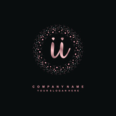 II Beauty vector initial logo, handwriting logo of initial signature, wedding, fashion, jewerly, boutique, floral and botanical with creative template for any company or business