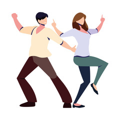 couple of people in pose of dancing on white background