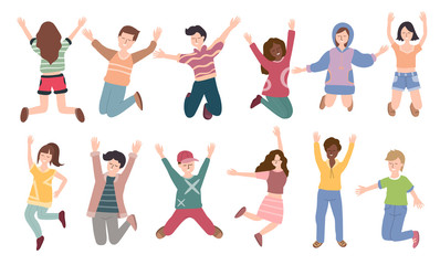 jumping people set.vector illustration