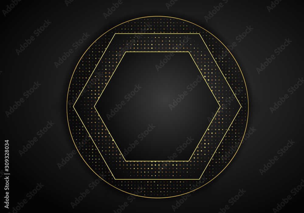 Aufkleber Abstract dark metallic overlap background. Luxury Abstract 3D background with a combination of luminous polygons in 3D style. Graphic design glitters dots element decoration.
