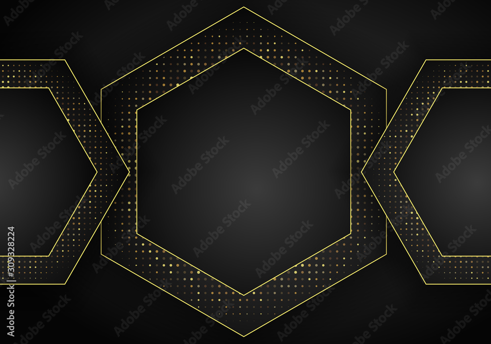Aufkleber Abstract dark metallic overlap background. Luxury Abstract 3D background with a combination of luminous polygons in 3D style. Graphic design glitters dots element decoration.