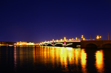 Fototapeta na wymiar Night Trinity Bridge, Saint Petersburg