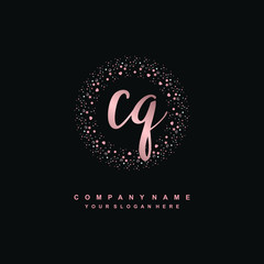 Fototapeta na wymiar CQ Beauty vector initial logo, handwriting logo of initial signature, wedding, fashion, jewerly, boutique, floral and botanical with creative template for any company or business