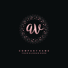 Fototapeta na wymiar AV Beauty vector initial logo, handwriting logo of initial signature, wedding, fashion, jewerly, boutique, floral and botanical with creative template for any company or business