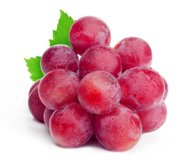 bunch of red grapes isolated on white background