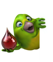 Fun green bird - 3D Illustration