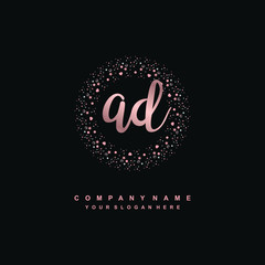 AD Beauty vector initial logo, handwriting logo of initial signature, wedding, fashion, jewerly, boutique, floral and botanical with creative template for any company or business