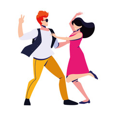 couple of people in pose of dancing on white background