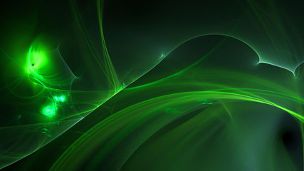 3D rendering abstract green fractal light background