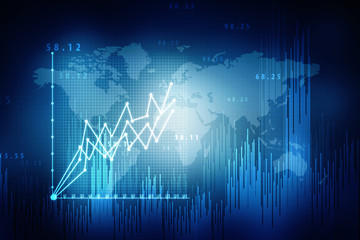2d rendering Stock market online business concept. business Graph 