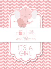 Baby shower invitation with elephant cartoon vector design
