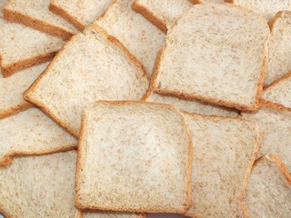 Whole wheat meal bread many pieces for background. 