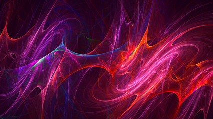 3D rendering abstract red fractal light background
