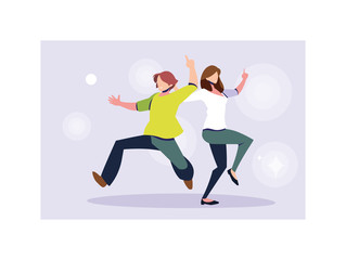 couple of people dancing in nightclub, party, dancing club, music and nightlife