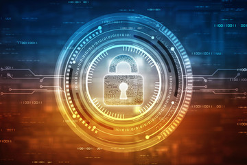 2d illustration Safety concept: Closed Padlock on digital background