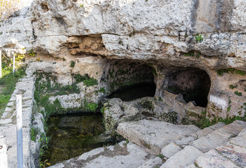 Hana Pond located on the site of the tomb of the prophet Samuel on Mount Joy near Jerusalem in Israel