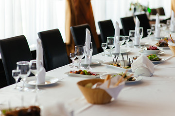 Serving table prepared for event party or wedding