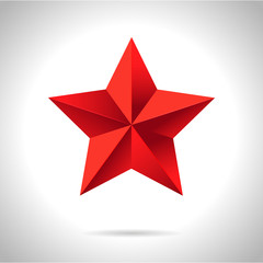 Gold red star vector illustration 3D art symbol