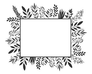 Isolated leaves frame vector design