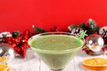 Green cocktails for New Year and Christmas