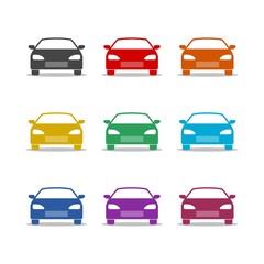 Car color icon set isolated on white background