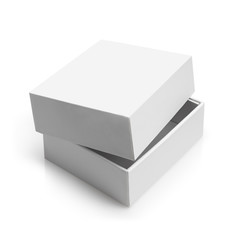 Covered square white box, isolated on white background
