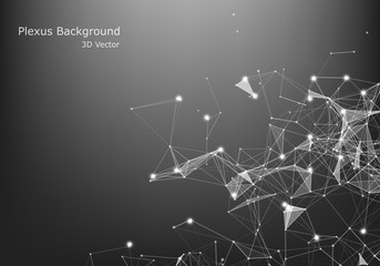 Abstract vector particles and lines. Plexus effect. Futuristic illustration. Polygonal Cyber Structure. Data Connection Concept.
