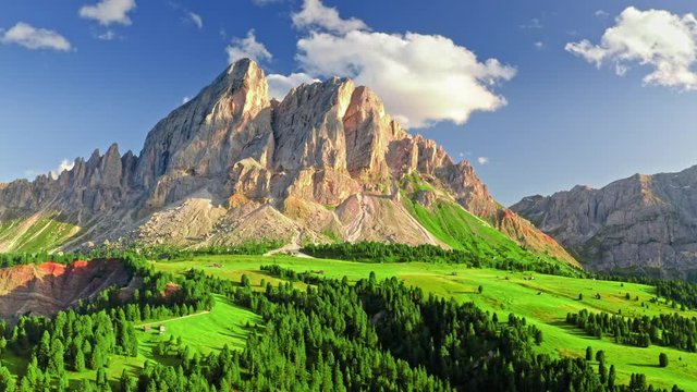 Stunning aerial view of Passo delle Erbe, Dolomites, Italy