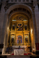 Fototapeta na wymiar Main altar and chancel at the Roman Catholic church Igreja de Sao Roque (Church of Saint Roch) in Lisbon, Portugal.