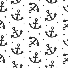 Hand drawn Anchor doodles seamless pattern