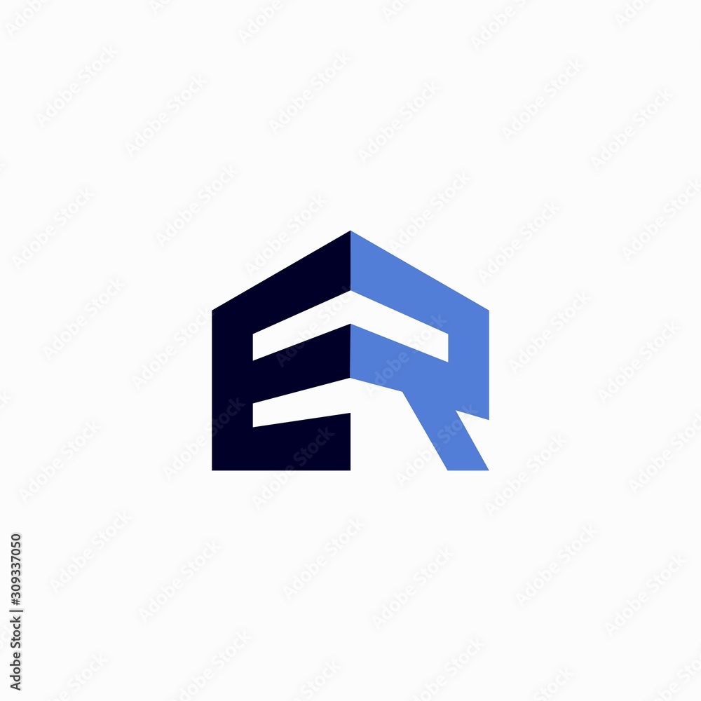 Wall mural building logo that formed letter e and the letter r