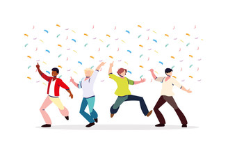 scene of men in dance pose, party, dance club