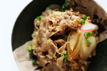 Japanese food, Gyudon simmered beef and onion on rice don