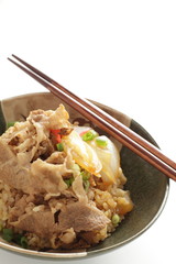 Japanese food, Gyudon simmered beef and onion on rice don