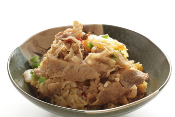 Japanese food, Gyudon simmered beef and onion on rice don