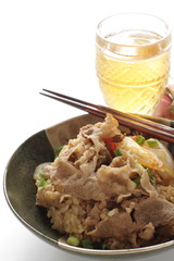 Japanese food, Gyudon simmered beef and onion on rice don